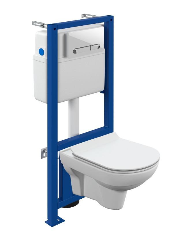 Инсталляция комплект CITY CO DPL EO slim LINK PRO кнопка ESTETICA пластик белый с рамкой хром 64277
