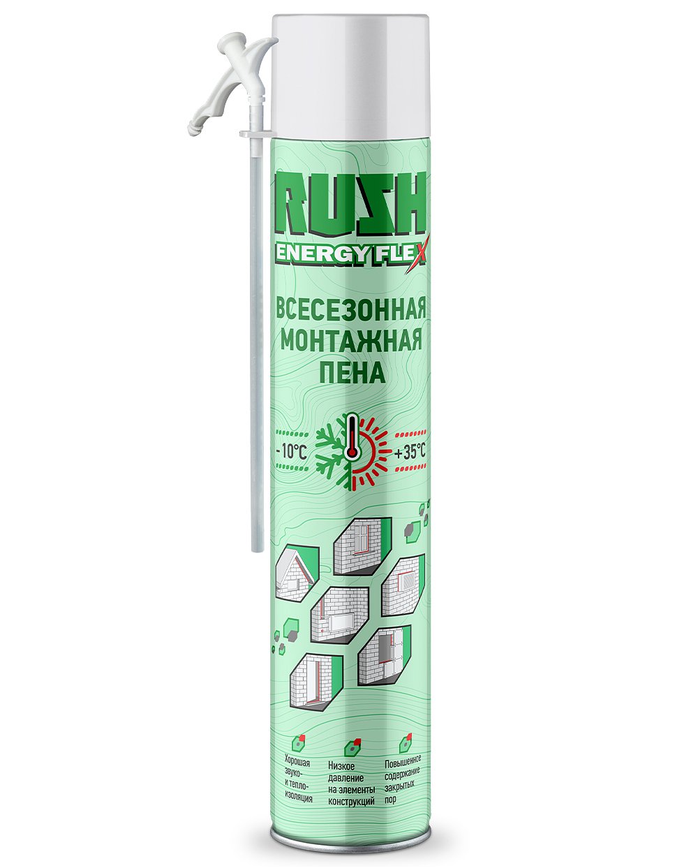 Пена RUSH RPH10U530 полиуретановая монтажная бытовая всесезонная