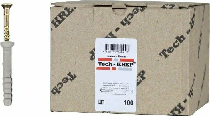 Дюбель с шурупом БМ 6х60 Tech-KREP (гриб)