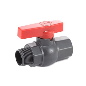 Кран шаровый 1 1/4" вн пластиковый (серый) Plamix