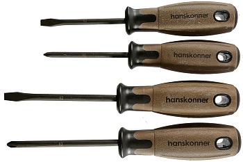 Набор отверток с комб.ручкой полимерное дерево 4 шт Hanskonner HK1040-19-4