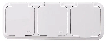 Розетка с крышкой 3-я о/п РА16-0131 Bylectrica АКВА IP54